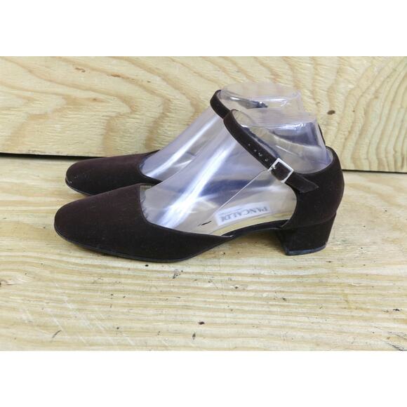 Pancaldi Womens Shoes 7B Brown Velvet Mary Jane Slip On Italy - Picture 1 of 7